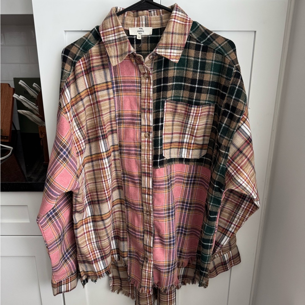 Entro Multicolor Frayed Flannel Shirt